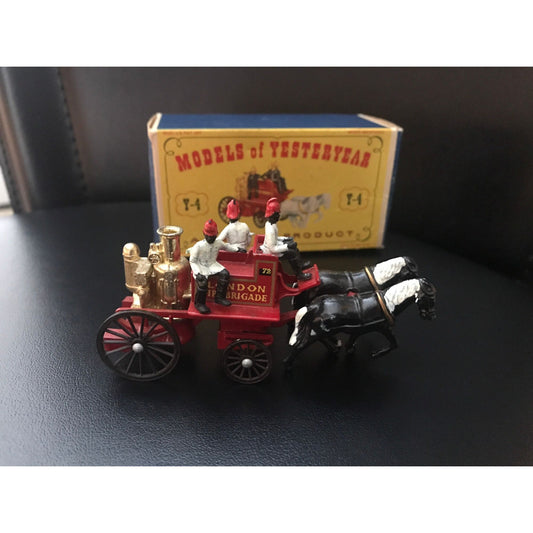 Vtg Matchbox Lesney Models of Yesteryear Y-4 Shand Mason Horse Drawn Fire Engine Original Box Scale 63 : 1