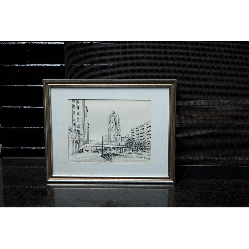 Vintage Constance Powell Teeples Detroit Artist "Grand Blvd" Detroit Fisher Building Detroit MI