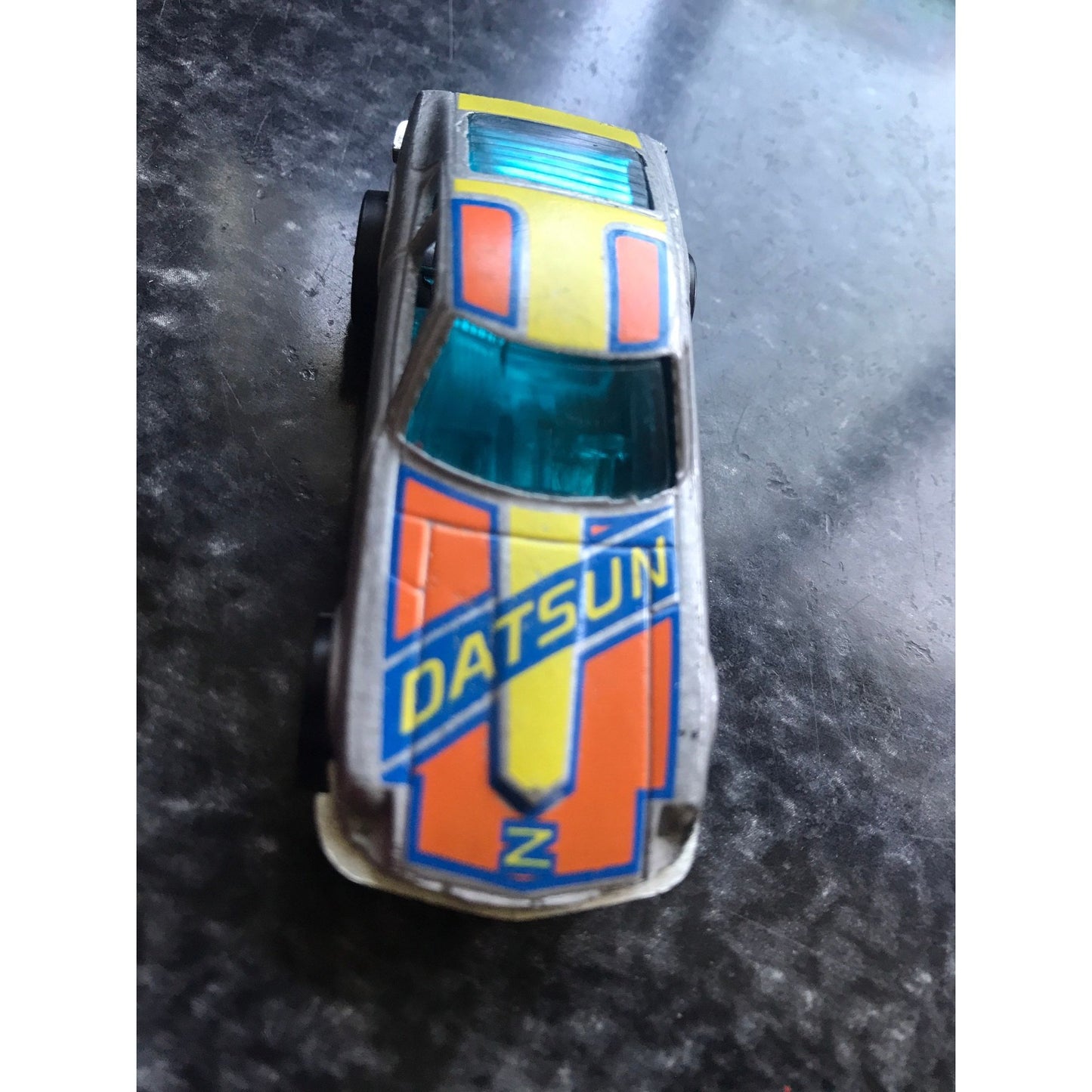 Vtg Z Whiz Hot Wheels Datsun 1976 Made In Hong Kong Blue Yellow Orange Gray