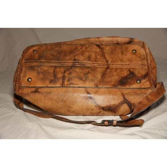 Vintage Genuine Leather Carry On Bag Luggage Handmade In Argentina Shoulder Cross Body Strap