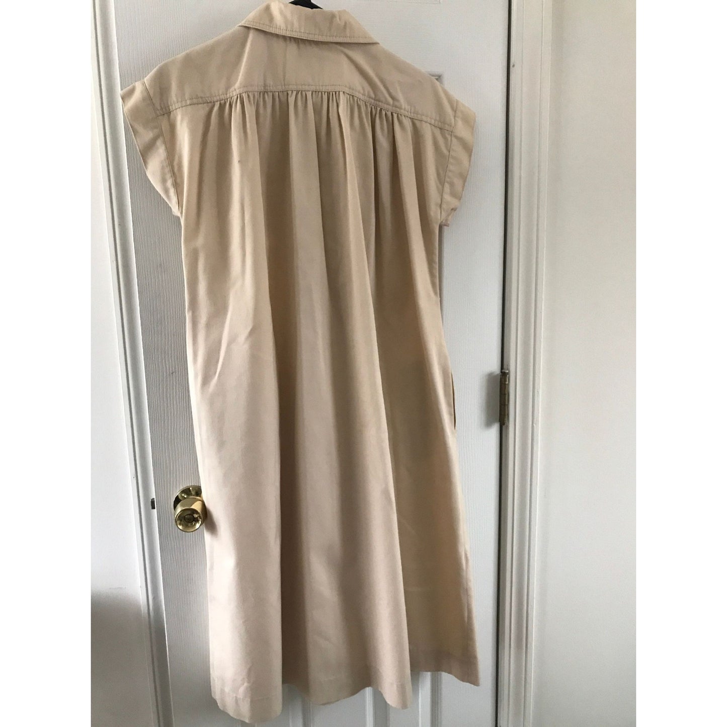 Vtg Robbie Bee Beige Dress Saks Fifth Avenue Short Sleeve Size Large