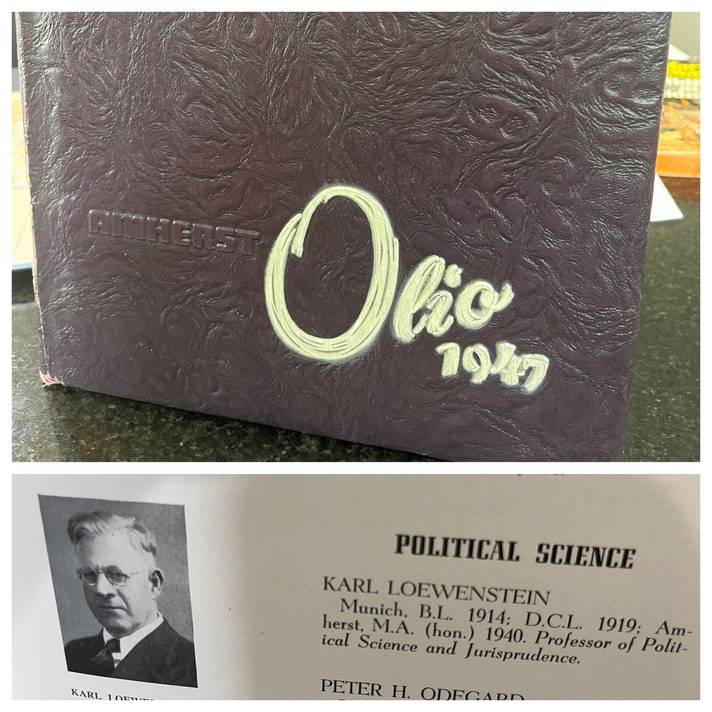 Vtg Signed By Author Political Reconstruction Hardcover 1946 by Karl Loewenstein (Author) Dated Amherst College