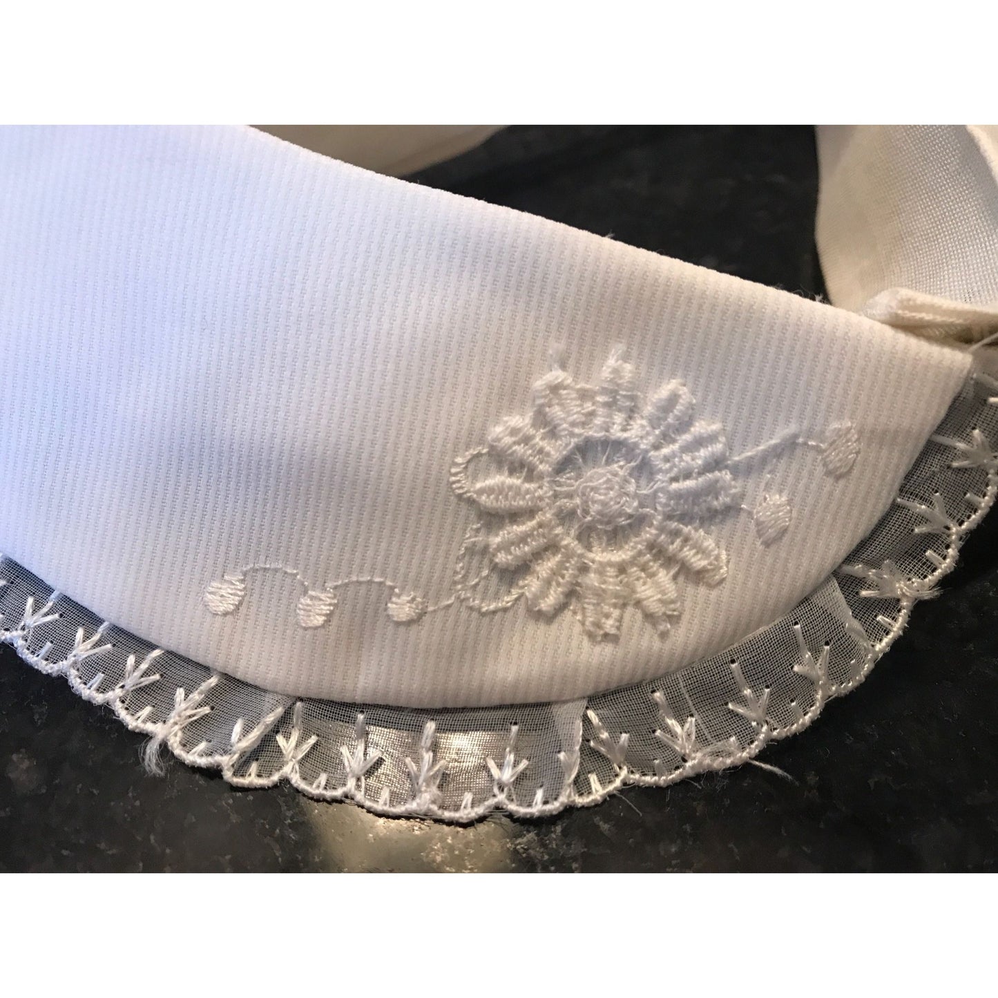 Vintage Women's Girl's Embroidered & Lace White Snap On Collar Made In Japan New