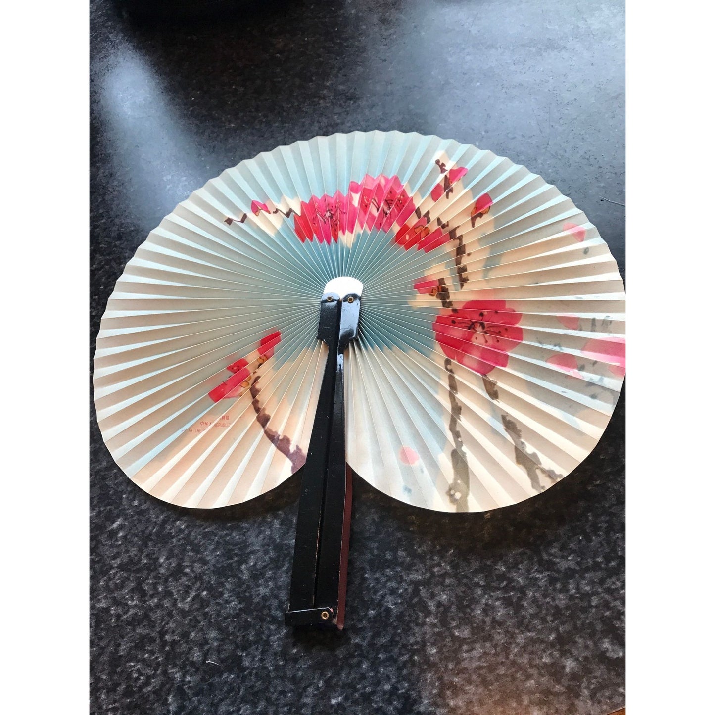 Vintage Hand Fan Cherry Blossoms Paper Folding Hand Fan Made In The People's Republic Of China