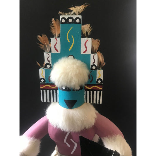 Vtg Navajo Kachina Large Doll HEMIS Signed by Artist C. W. Tom 23" Tall Hopi Hemis Carved By A Navajo