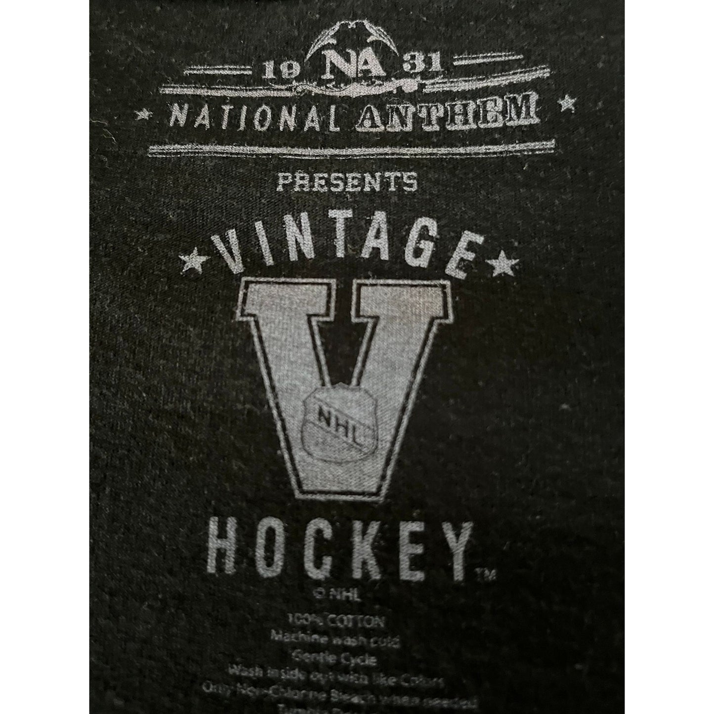 Vtg Women's Detroit Red Wings Hockey Black T-Shirt 1931 National Anthem Presents Vintage NHL Hockey M