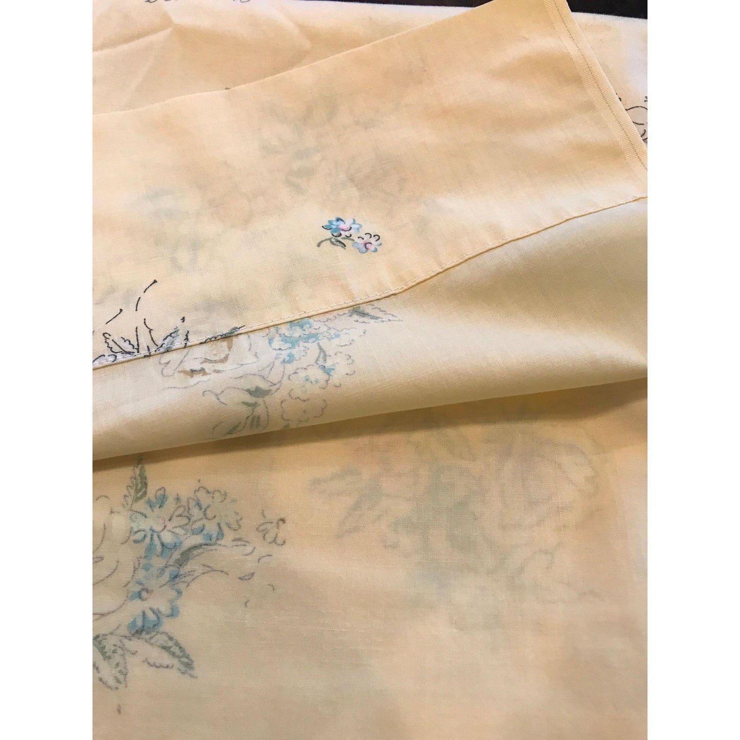 Vtg Penneys Fashion Manor Penn Press "Never Needs Ironing" Percale Twin Bedsheet 72 x 104 Yellow Floral Pattern