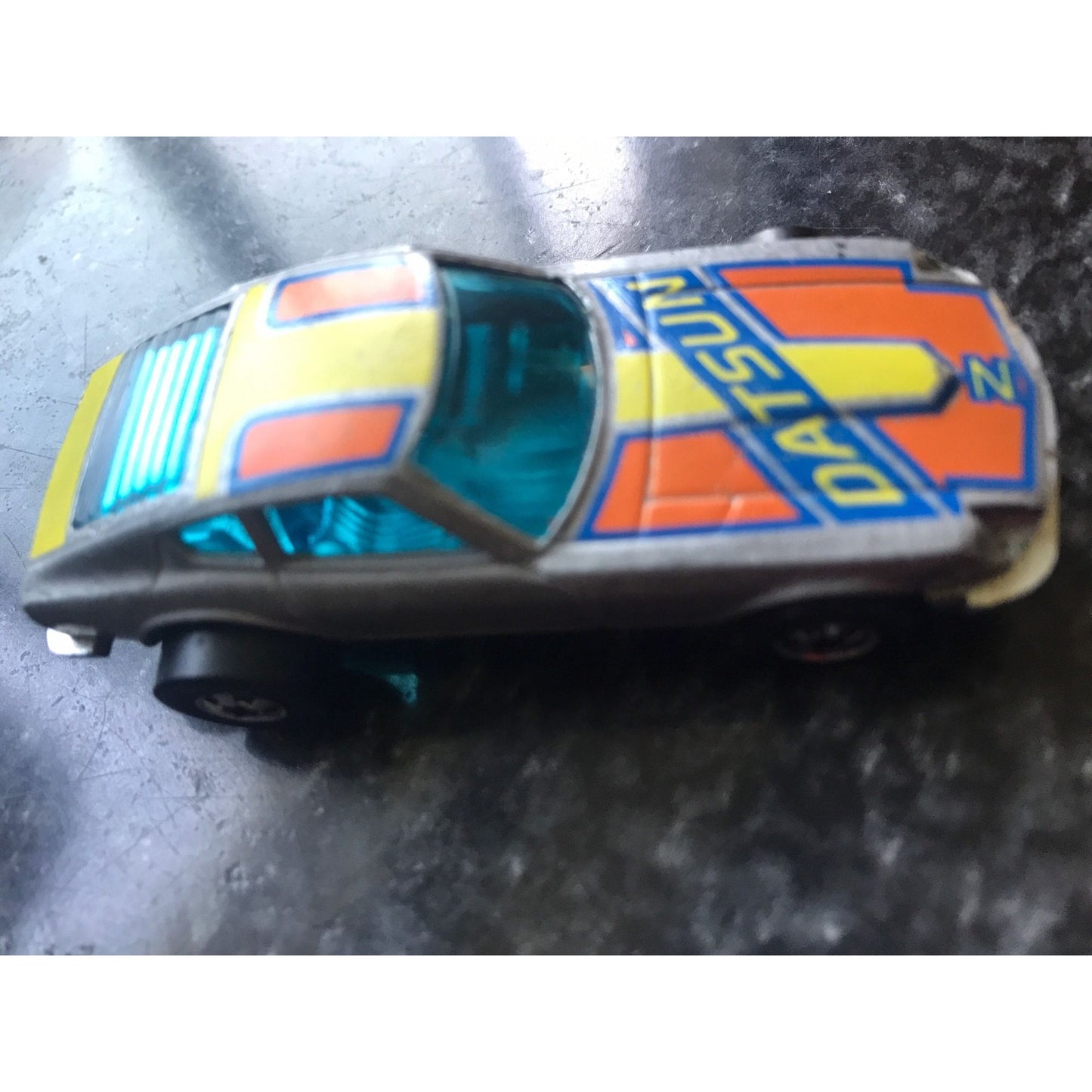 Vtg Z Whiz Hot Wheels Datsun 1976 Made In Hong Kong Blue Yellow Orange Gray