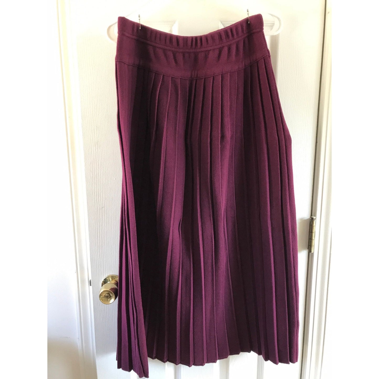 Vtg 1980's J. Peterman 2 Piece Suite Full Top With Hood Maxi Pleated Skirt Burgundy Large 100% Cotton Long Sleeves