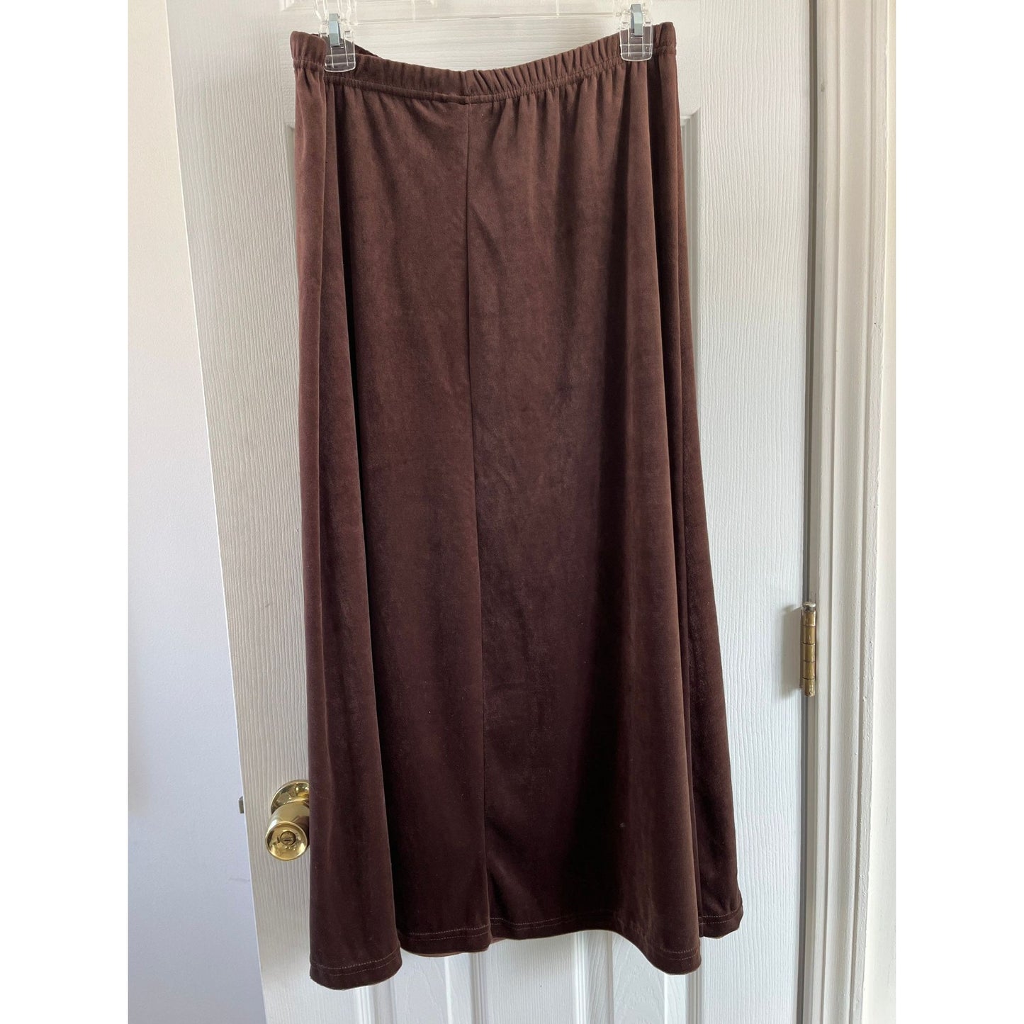 Vintage 1980's Women's Dark Brown Herman Geist Maxi Skirt Elastic Waistband Size L