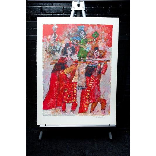 Theo Tobiasse "The Procession " Hand Colored Lithograph Hand Signed & Numbered In Pencil 137/175