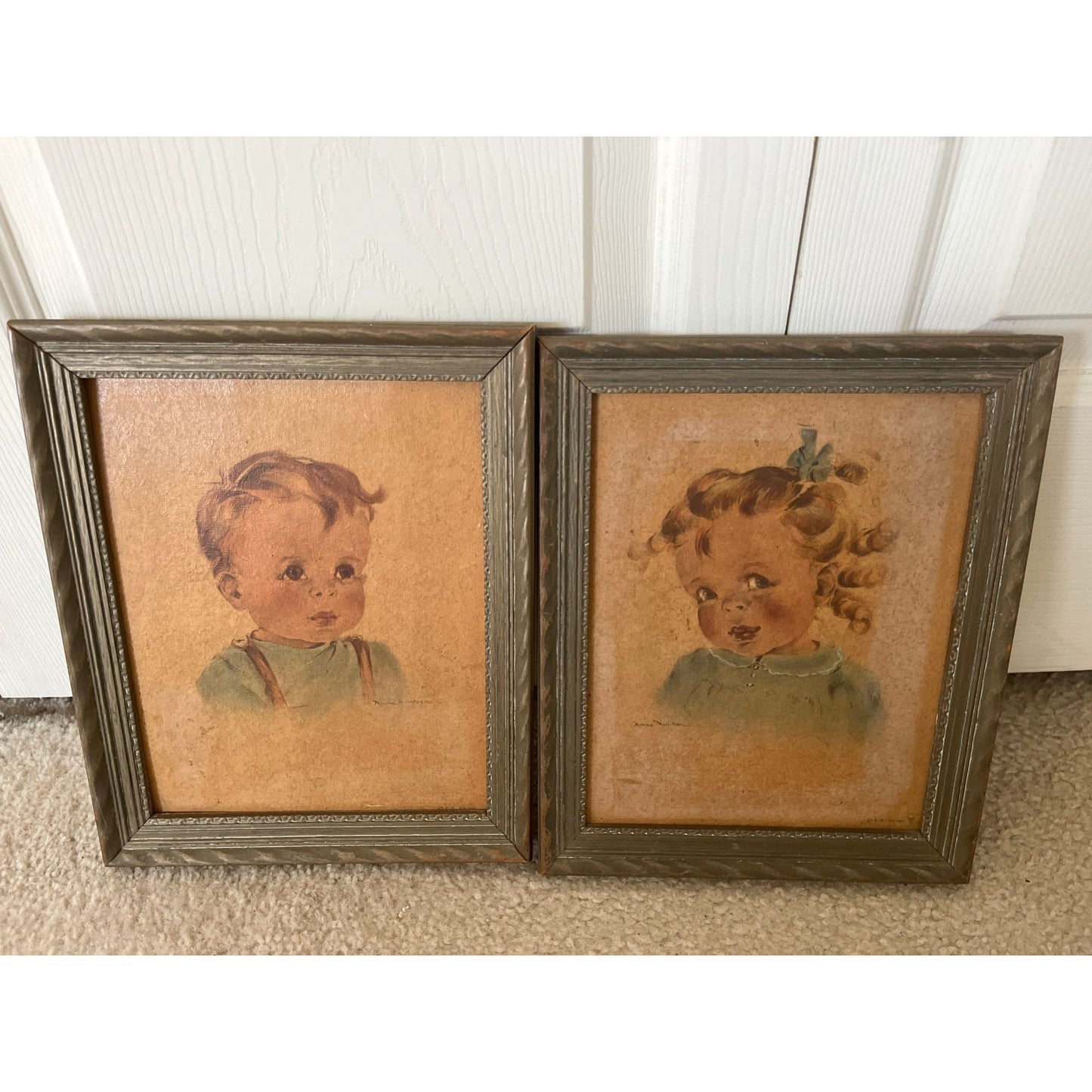 Vtg Anne Allaben Farrell "Butch" Framed Print With Original Frame And Label On The Back