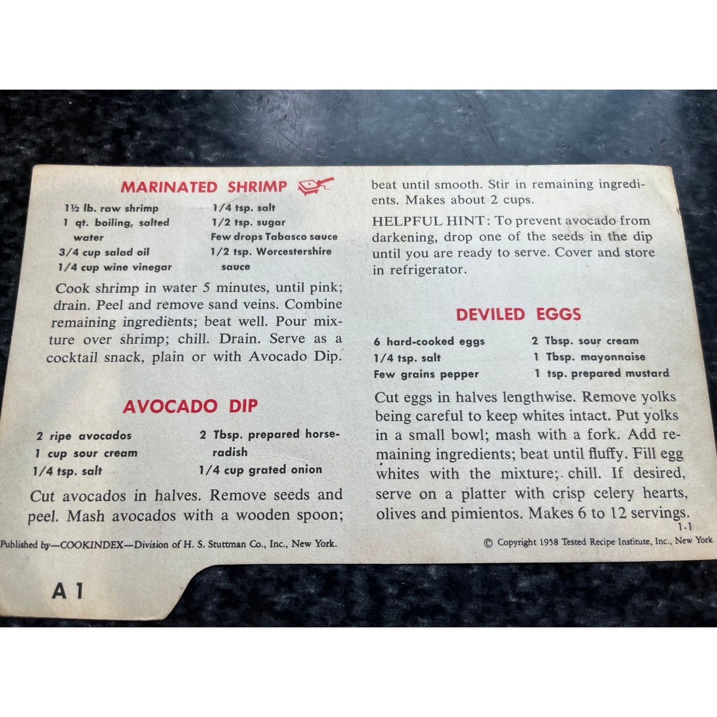 1958 Cook Index Recipe Cards Approx. 460 Cards by Tested Recipe Institute Of NY Not Complete