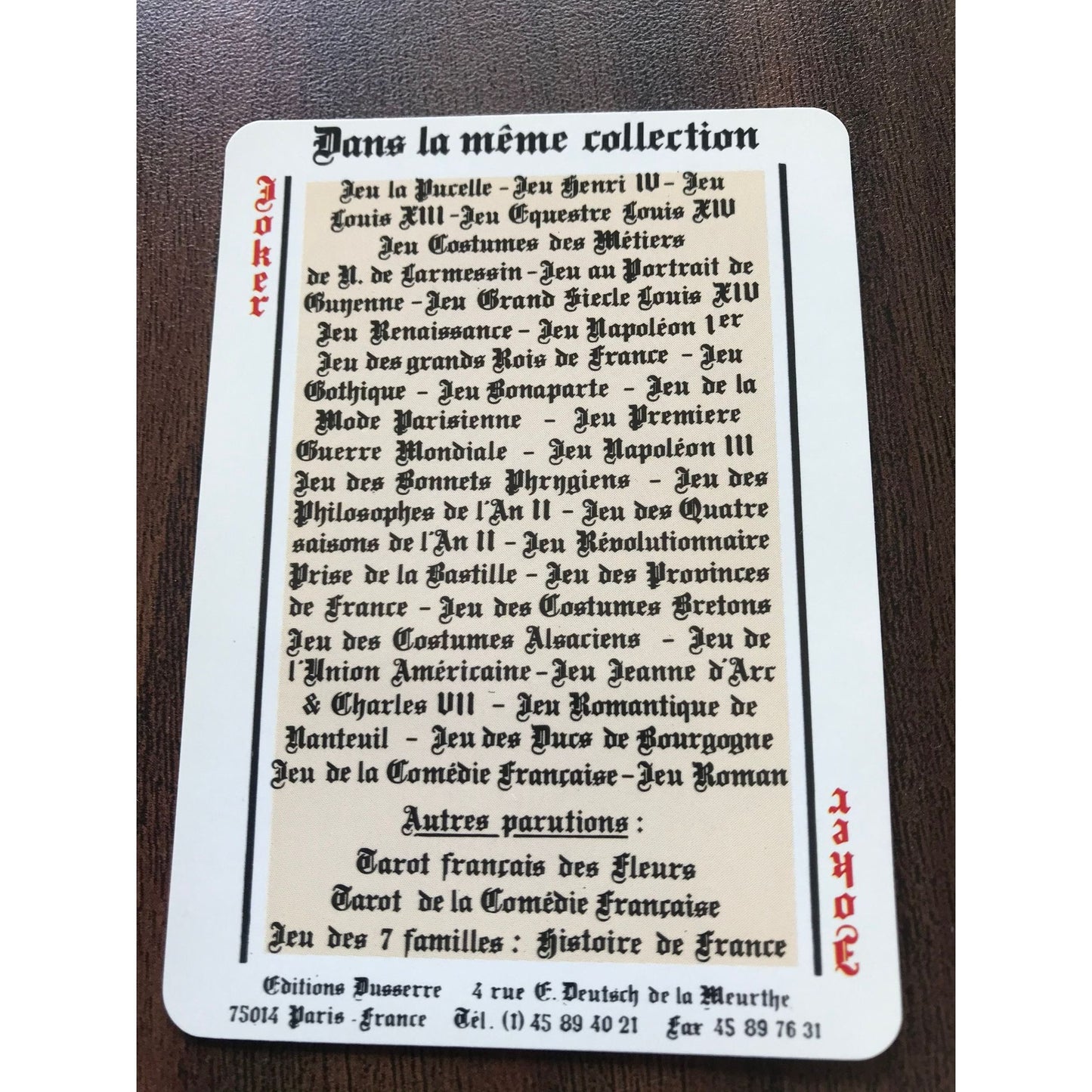 Vintage Set Of French Historical Playing Cards Jeu Des Ducs De Bourgogne - Jeu De 54 CARTES NIB