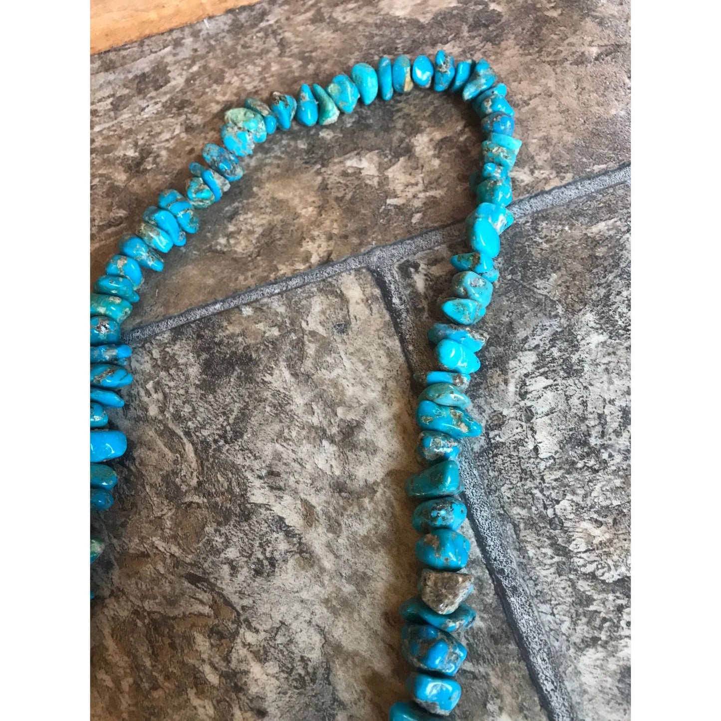 Vintage Graduated Turquoise Endless Nugget Necklace 35" Length 109 Stones No Closure