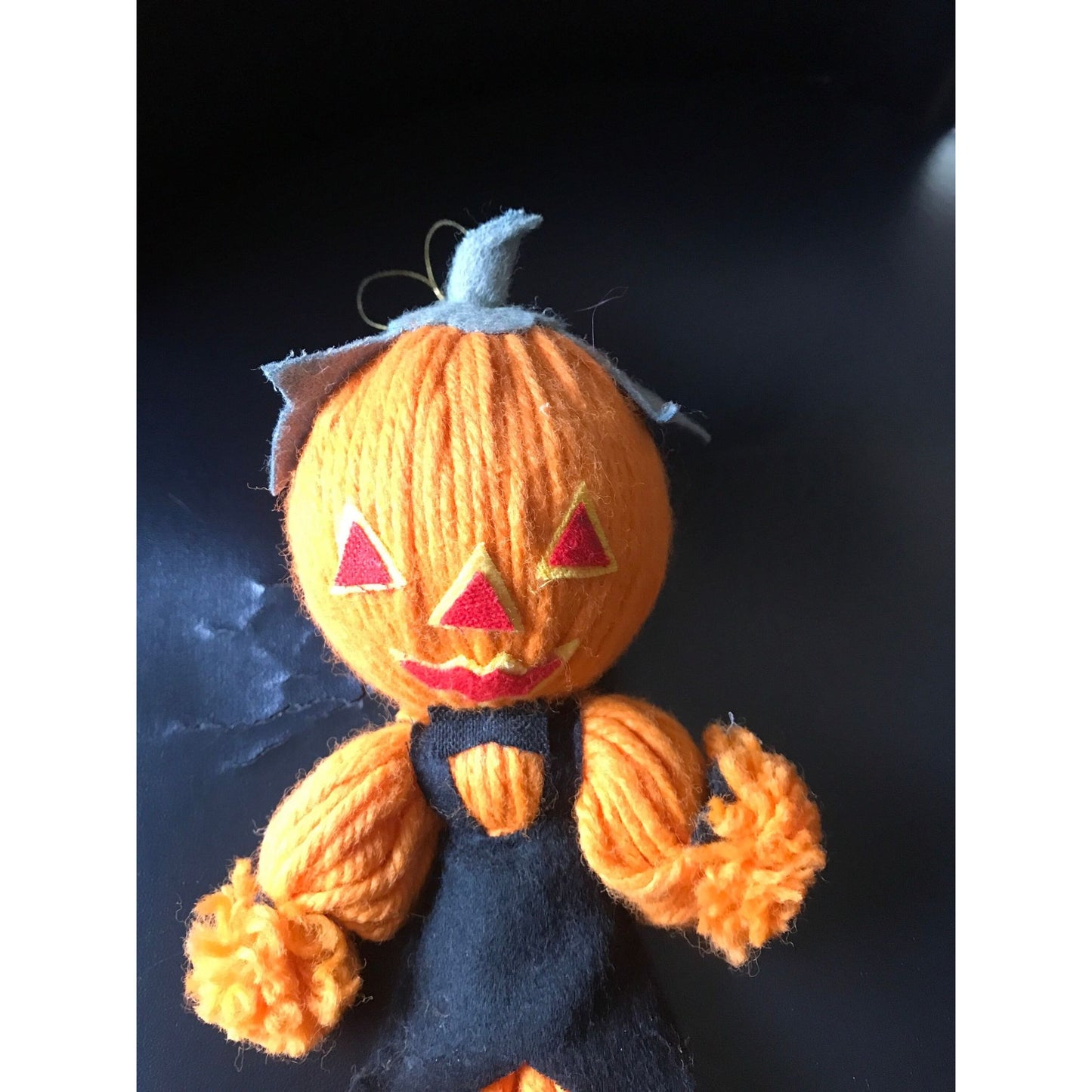 Vintage 1960's Handmade Pumpkin Halloween Doll Made In Japan Original Label Gold Thread Tag For Hanging