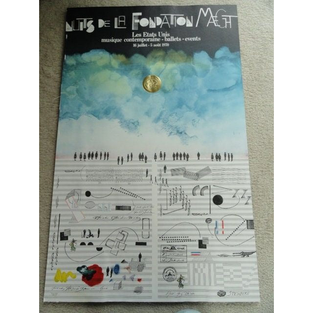 Vintage Poster Saul Steinberg 1970 "Nuits de la Fondation Maeght" Poster Designed by Saul Steinberg