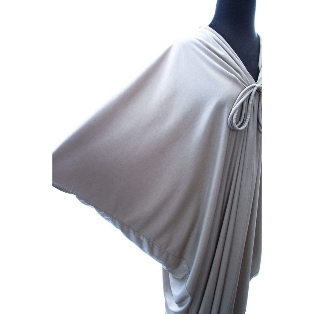 Vintage 1970's Maxi Dress Lucie Ann Beverly Hills Lounge Wear Hostess Gown Saks Fifth Avenue Taupe Large