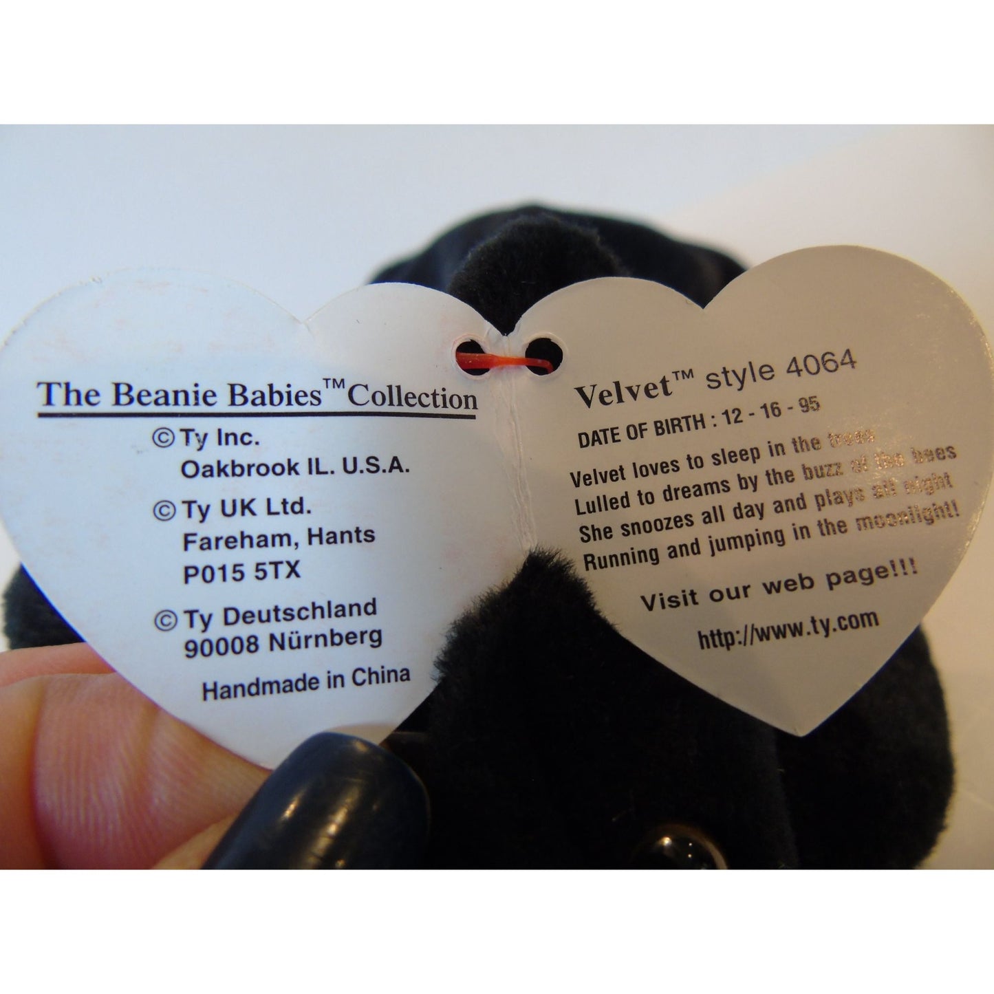 Ty Beanie Babies Velvet The Panther New With Tag Birth Date 12-16-95 Style No. 4064