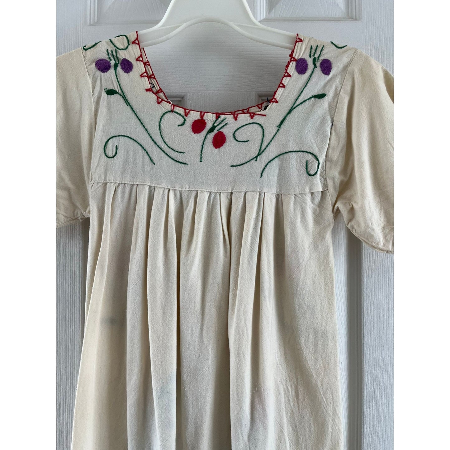 Vintage 1970's Handmade Hand Embroidered Maxi Dress Wedding Dress One Of A Kind Tlaquepaque Mexico Size Small