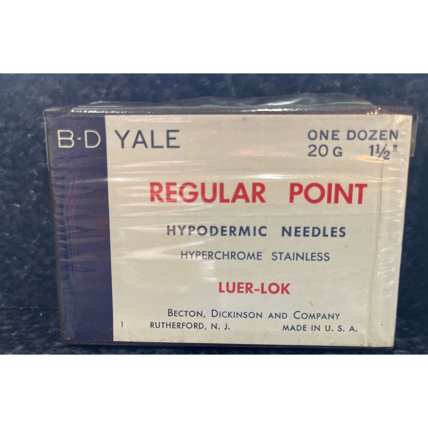 2 Unopened Box Of Vintage B-D Yale Hypodermic Needles LNR 25 G 1/2" & 20 G 1 1/2" Sealed In Cellophane