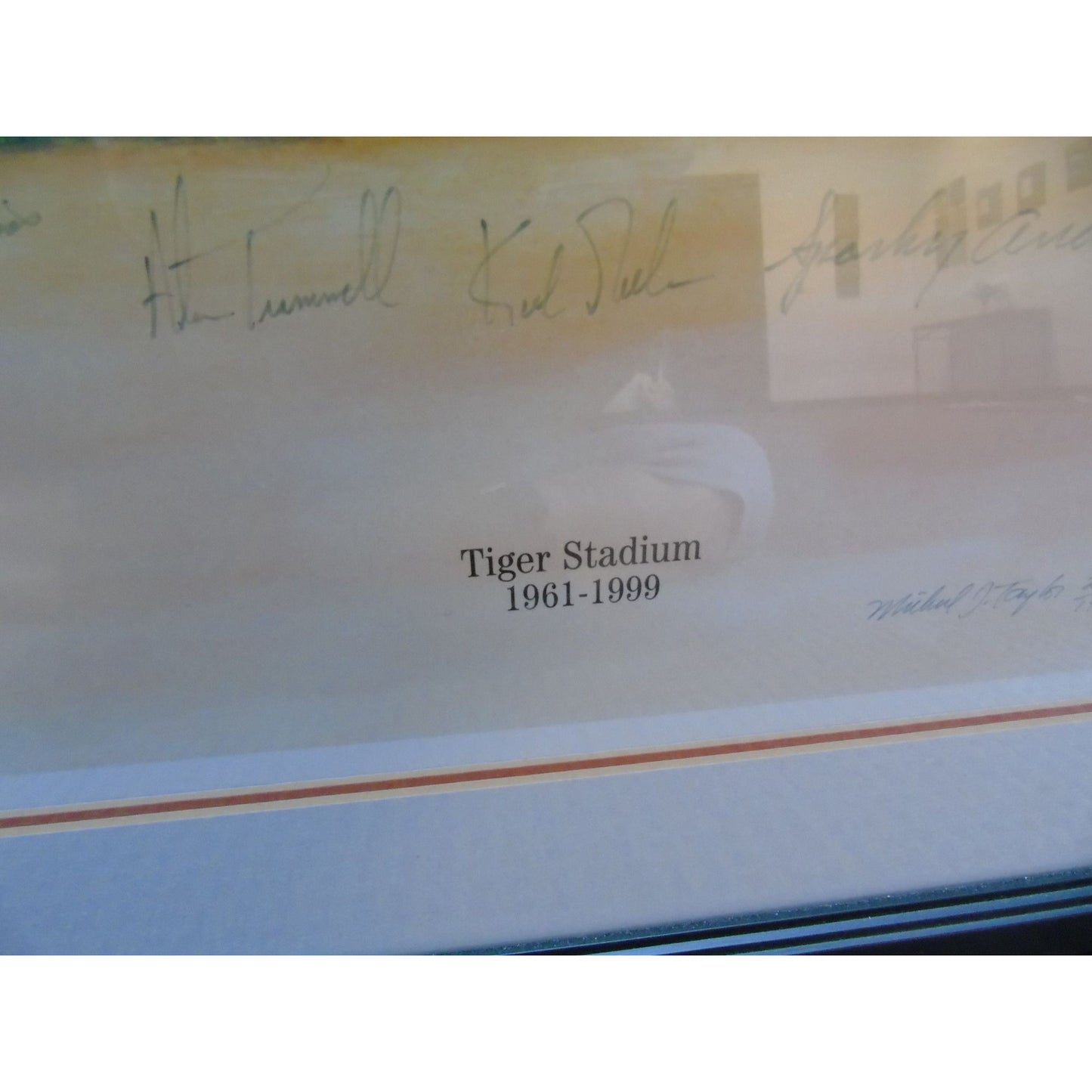 Detroit Tigers All Time Team Lithograph Signed Framed COA 1999 Nine Autographs Mint Condition