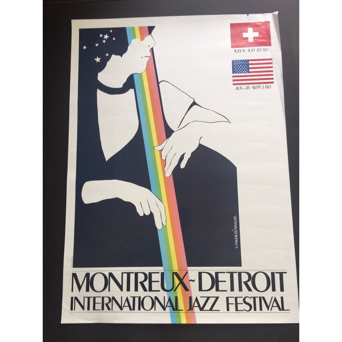 First Montreux-Detroit International Jazz Festival Poster 1980 K. Magdalen Ringer Artist