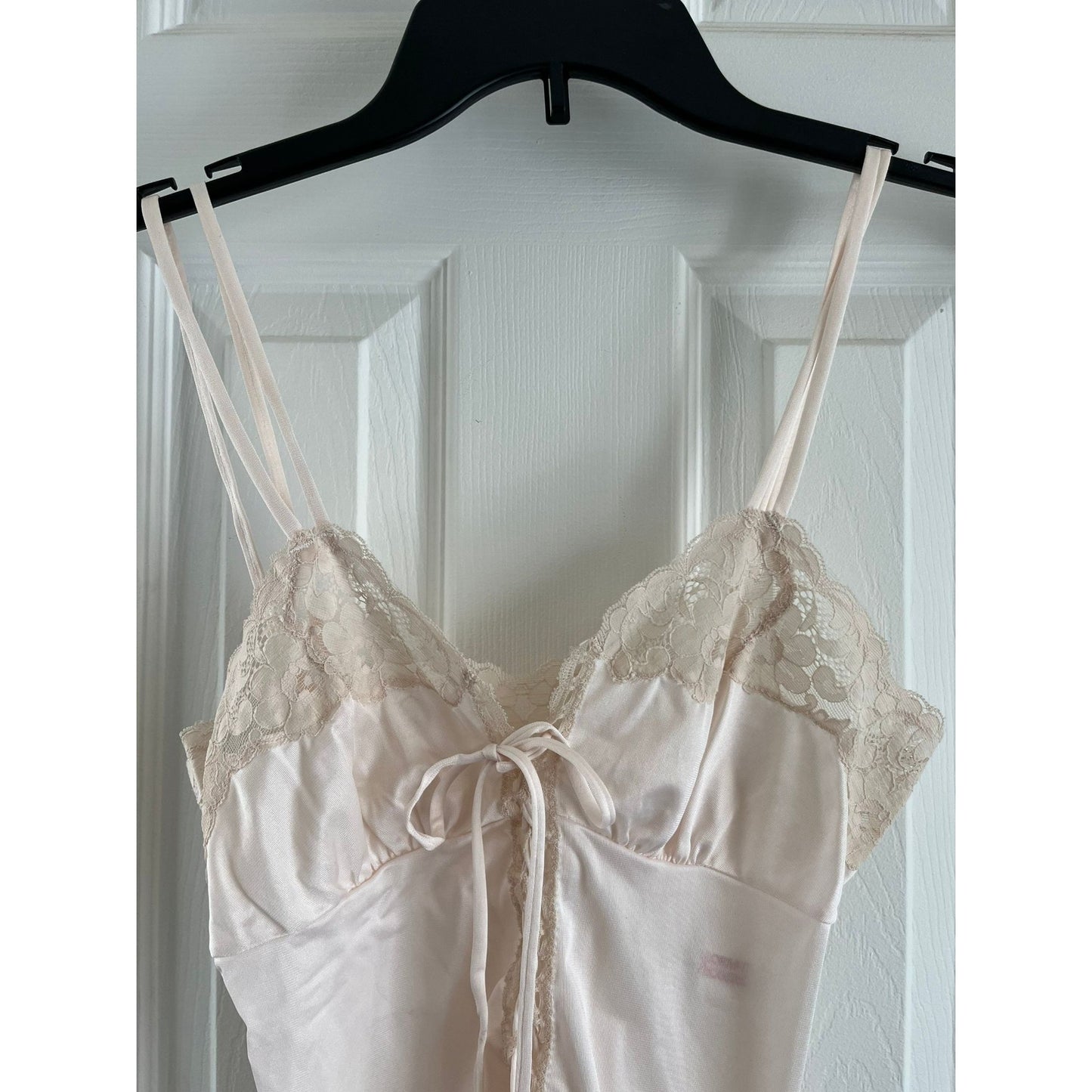 Vtg Formfit Rodgers Saks Fifth Avenue Silk 2 Piece Lingerie Lace Up Front Beige Lace Rosettes Camisole &  Shorts Size 4