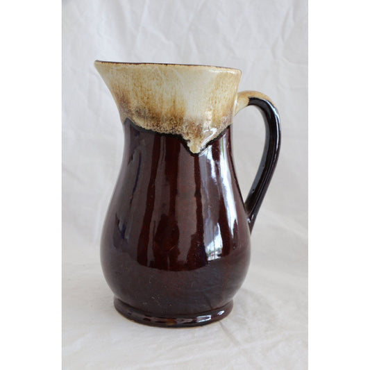 Vtg Roseville Brown Drip Pitcher 7 1/4" 4 Cup Capacity