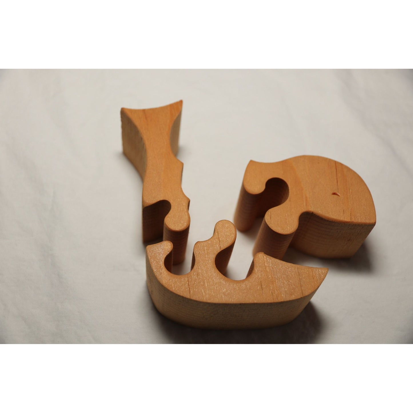 Vintage Wooden Whale Puzzle Handmade Three Pieces 1970's Open Mouth