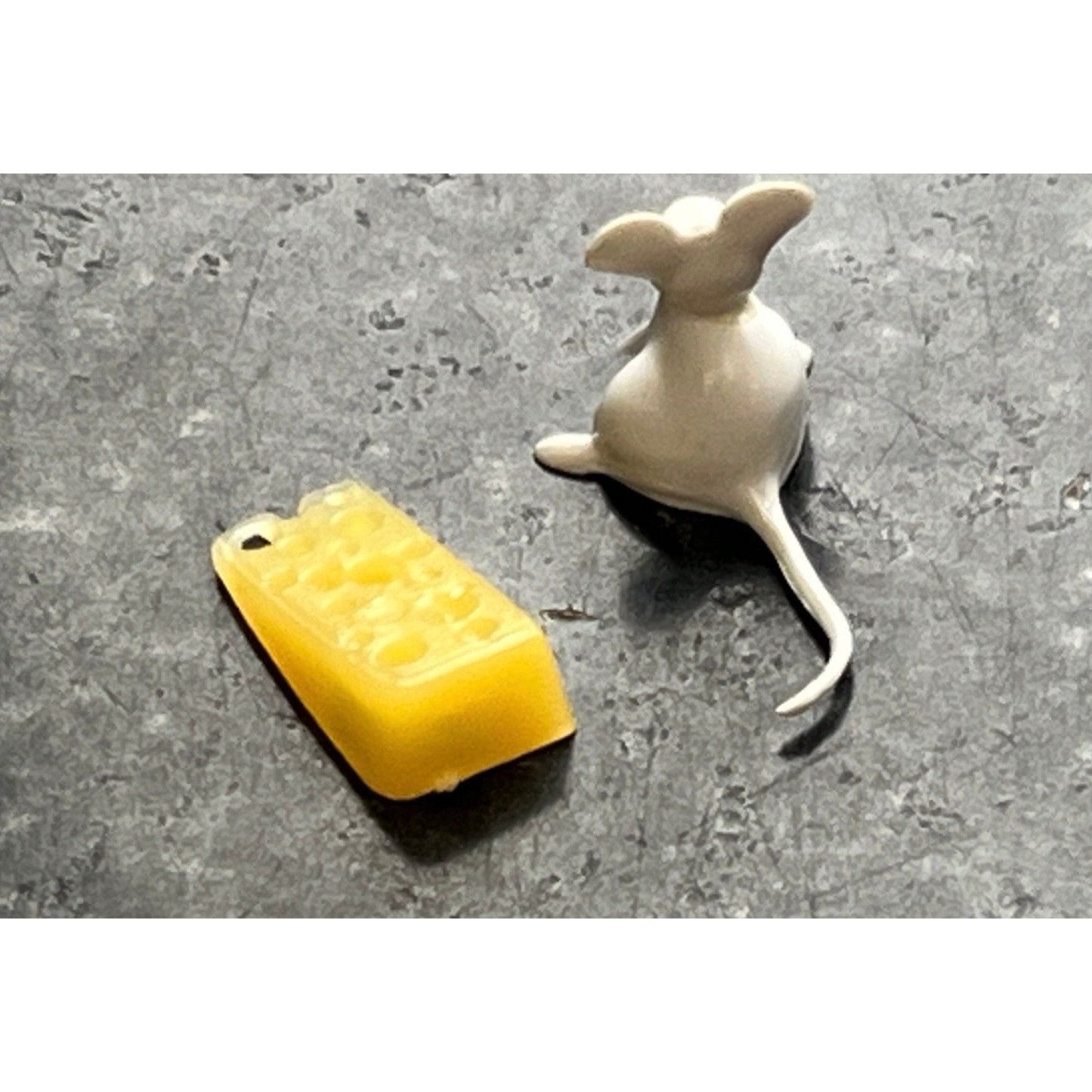 Vintage 1960's Mouse & A Piece Of Swiss Cheese 2 Miniatures Stamped West Germany Bright Red Eyes