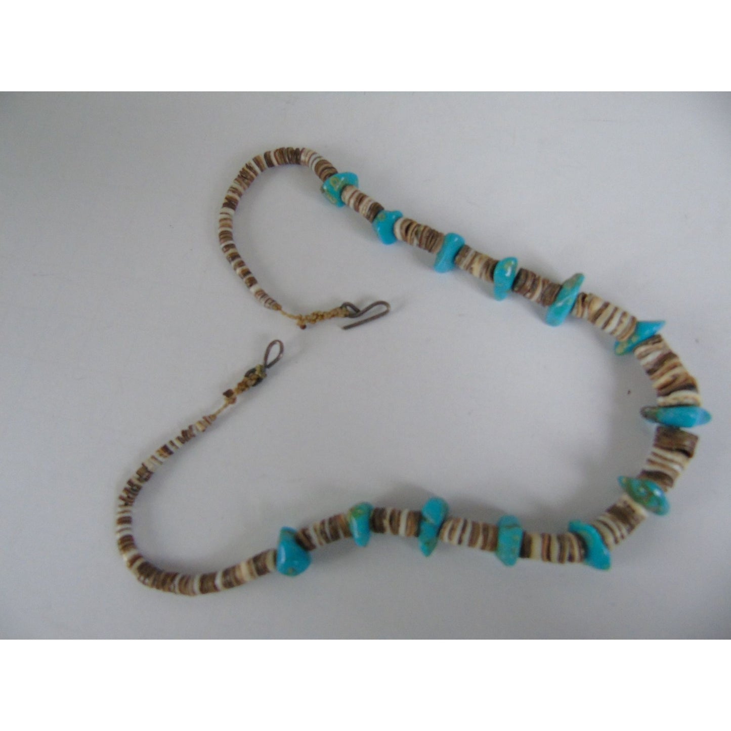 Vintage Heishi Necklace Turquoise Beads Graduated Shell Beads Santo Domingo Native American