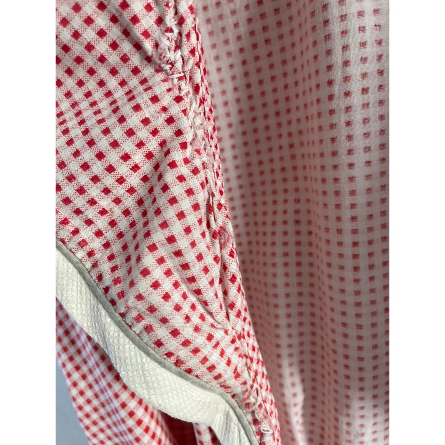 Vtg 1940's - 1950's Wayne Maid Red & White Gingham Women's Full Length Maxi Robe Tie Closure At Waist L-XL