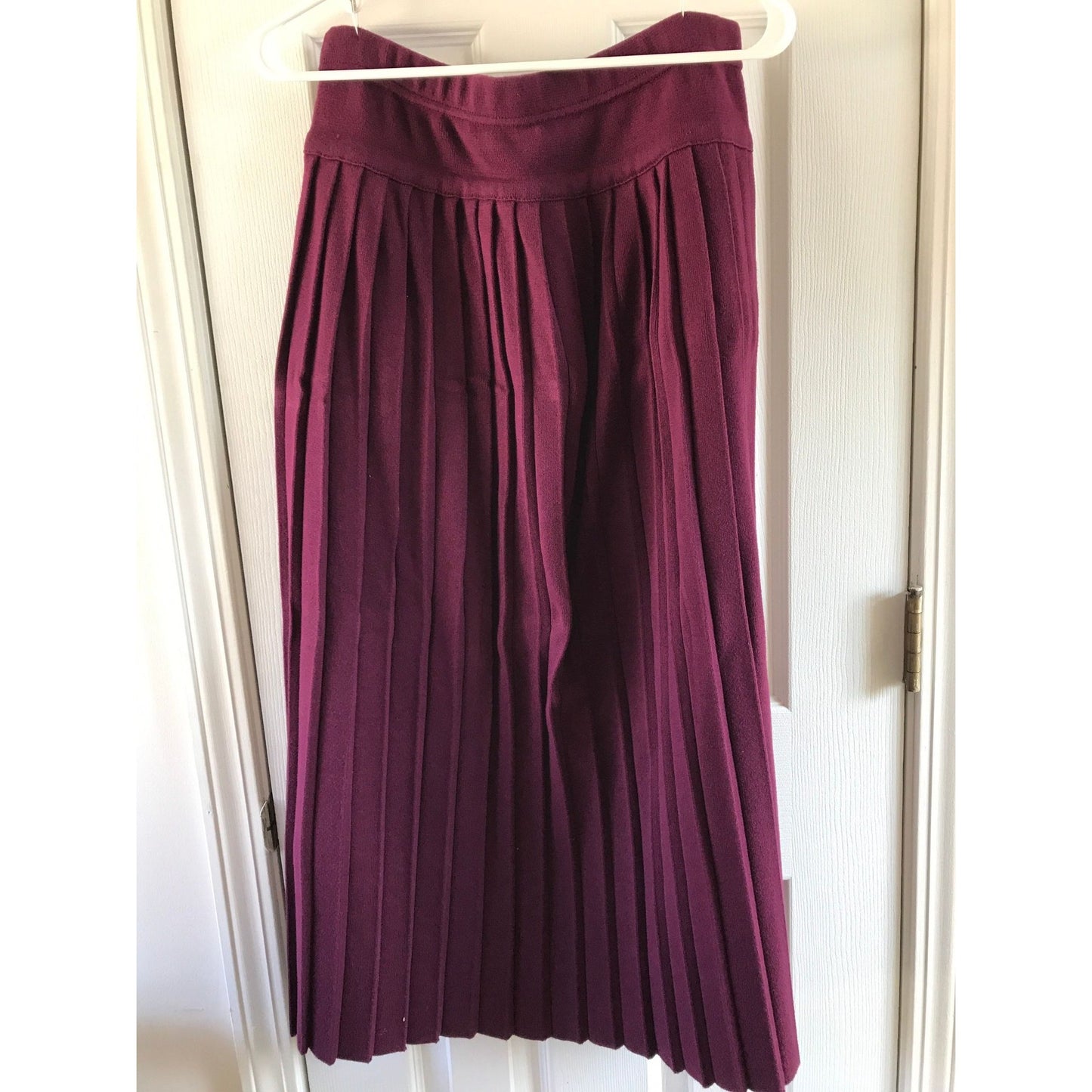 Vtg 1980's J. Peterman 2 Piece Suite Full Top With Hood Maxi Pleated Skirt Burgundy Large 100% Cotton Long Sleeves