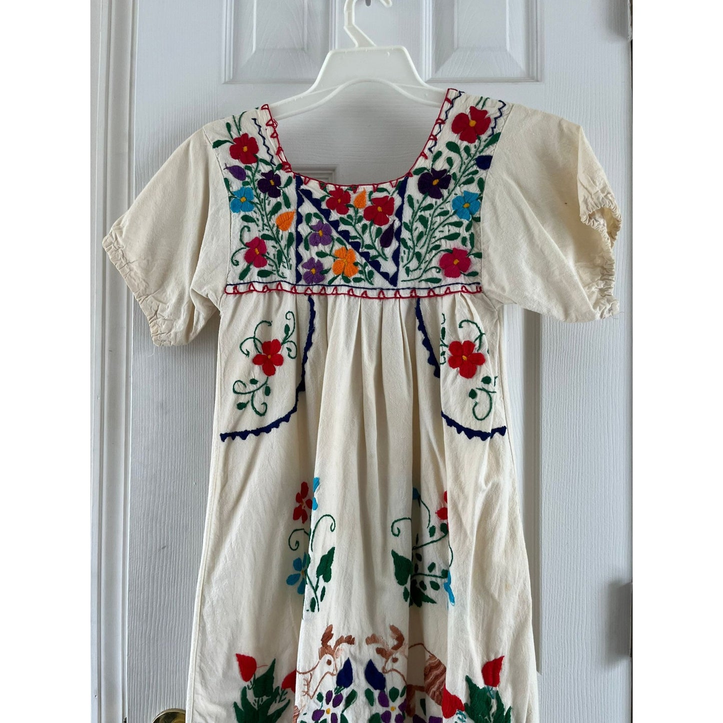 Vintage 1970's Handmade Hand Embroidered Maxi Dress Wedding Dress One Of A Kind Tlaquepaque Mexico Size Small