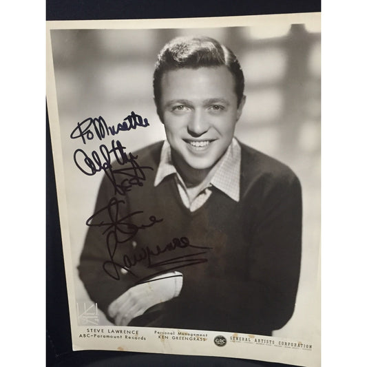 Vtg 1960's Steve Lawrence Autographed Signed Black & White 8x10 Photo "To Musette Best Wishes Steve Lawrence"