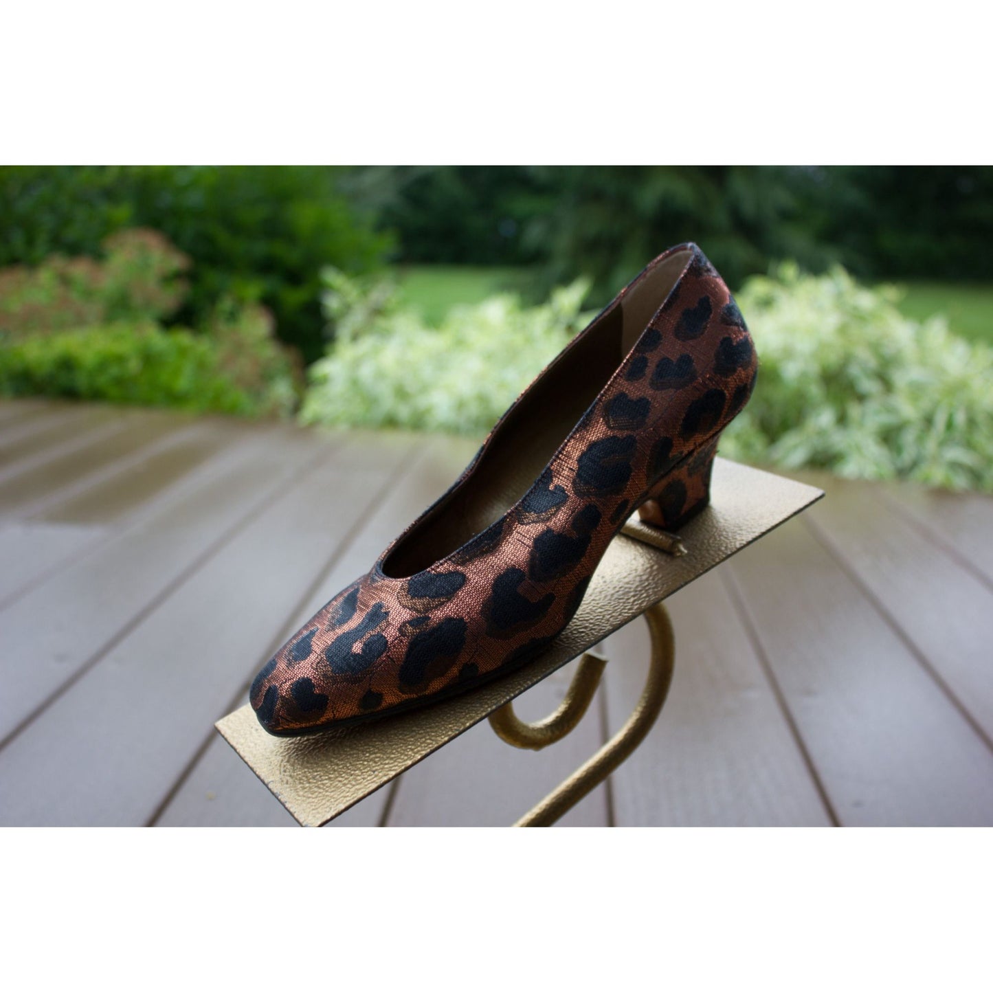 Vintage Women's Pumps Shoes Yves Saint Laurent Animal Print Leopard Print Silk 4 M Made In Italy