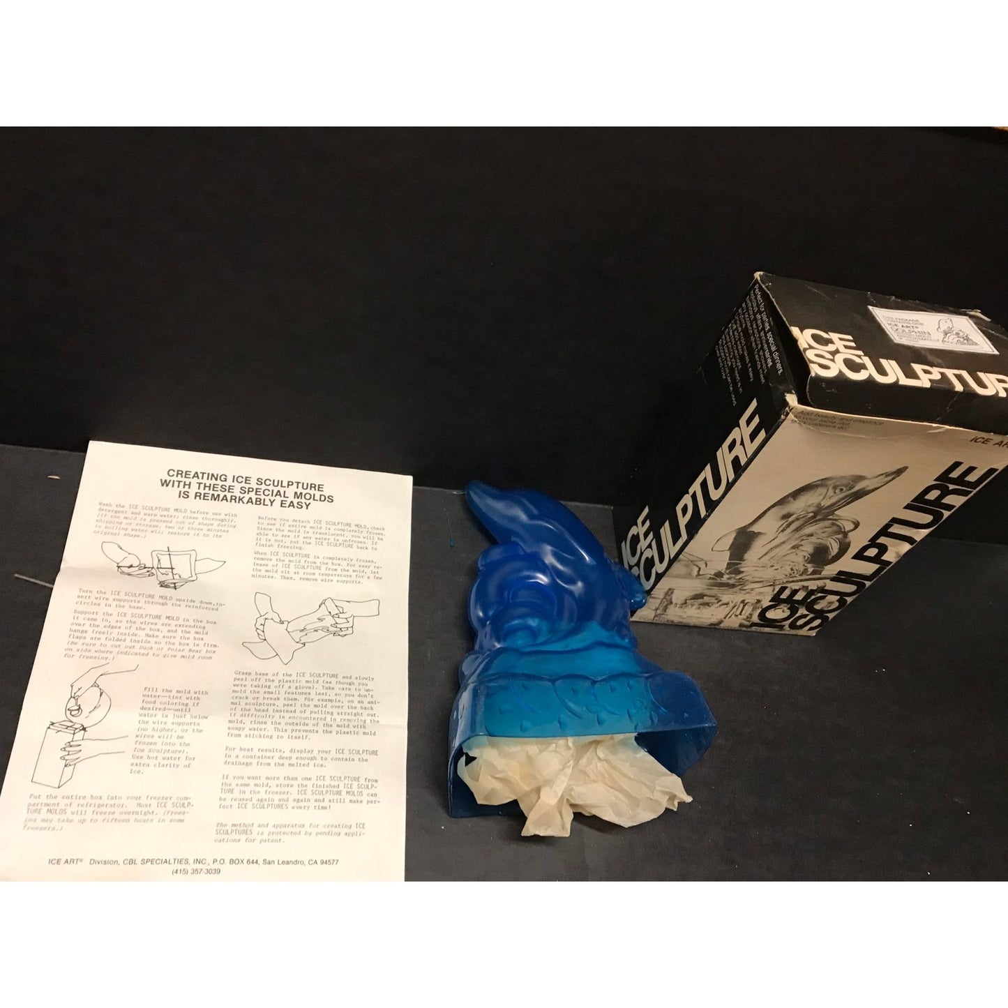 Vintage 1980's Dolphin Ice Art Sculpture On A Wave CBL Specialties Original Box And Instructions