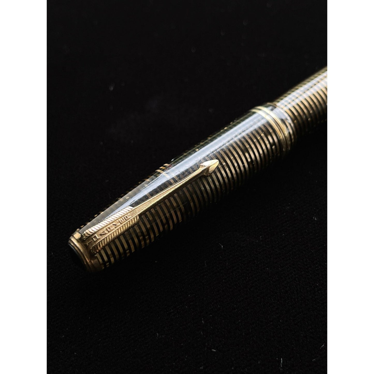 Vtg Parker Double Jewel Vacumatic 5" Dark Brown Gold Ringed Gold Nib PARKER USA