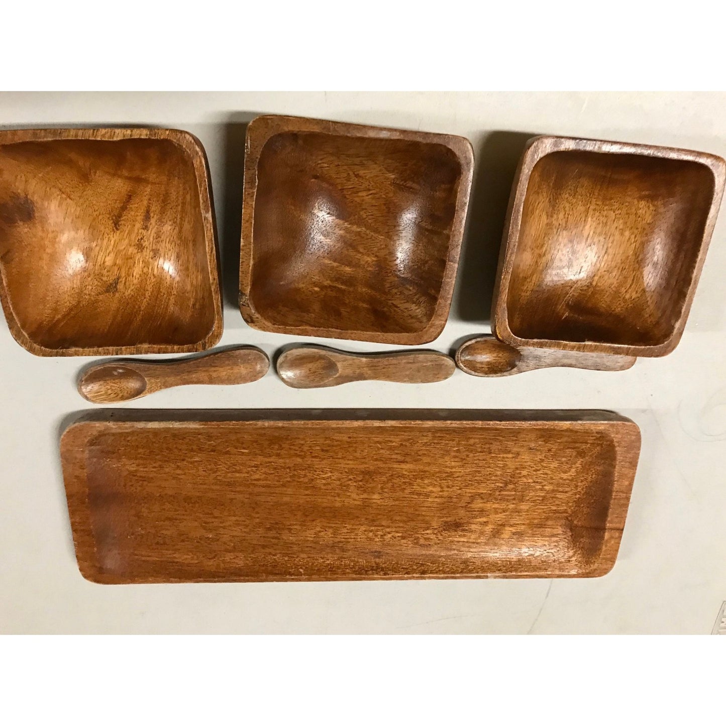 7 Piece Teak Serving Set SQ Handcrafted Quality Made in the Philippines