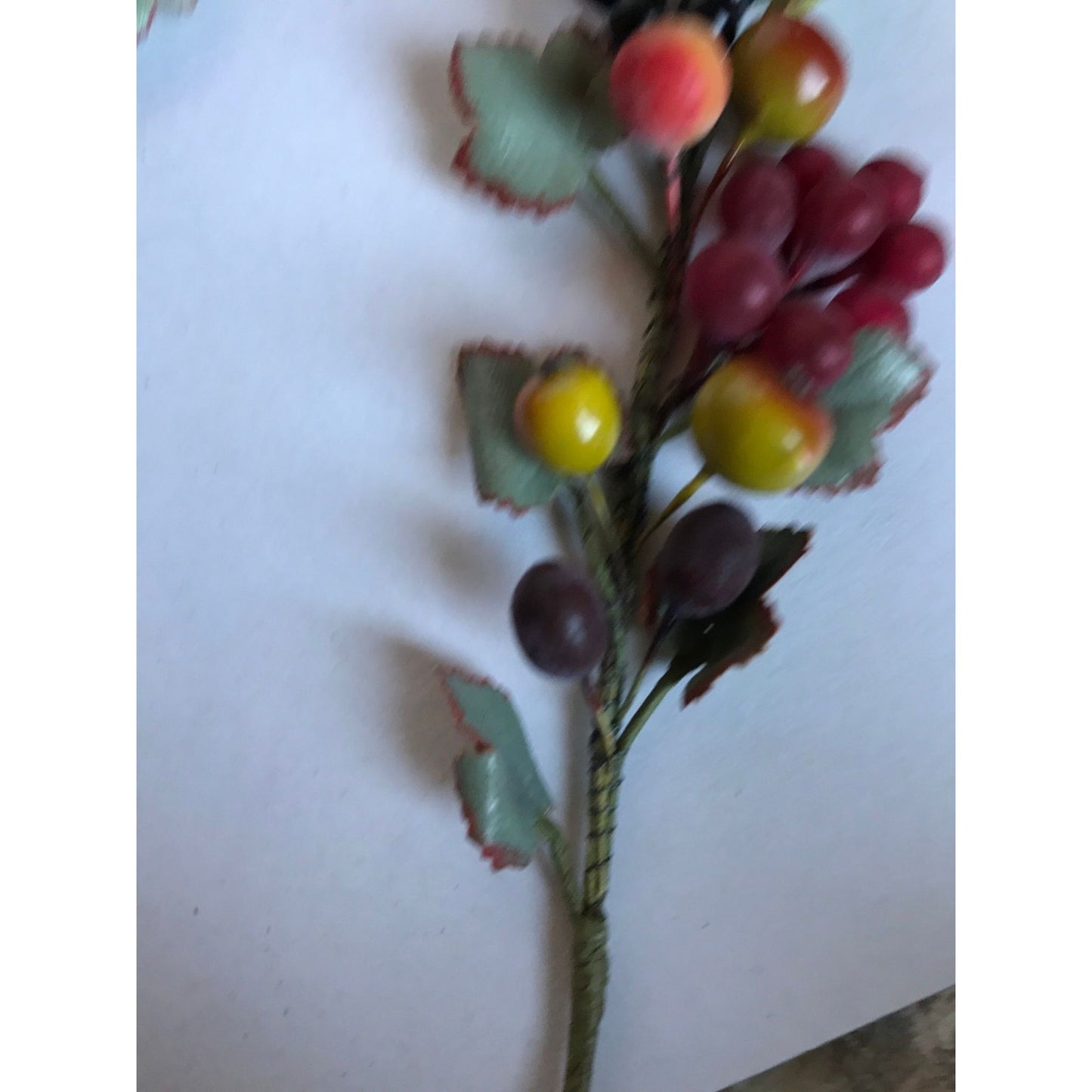 Vtg 1945-1949 Handmade Della Robbia Style Floral Fruit Stem Artificial Flowers Made In Germany Lot Of 13 Stems