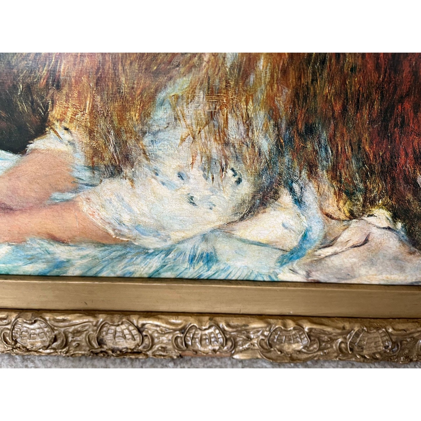 Antique Gold Leaf Ornate Shell Pattern Wooden Frame Picture Of Miss Irene Cahen d'Anvers By Pierre Auguste Renoir Renoir