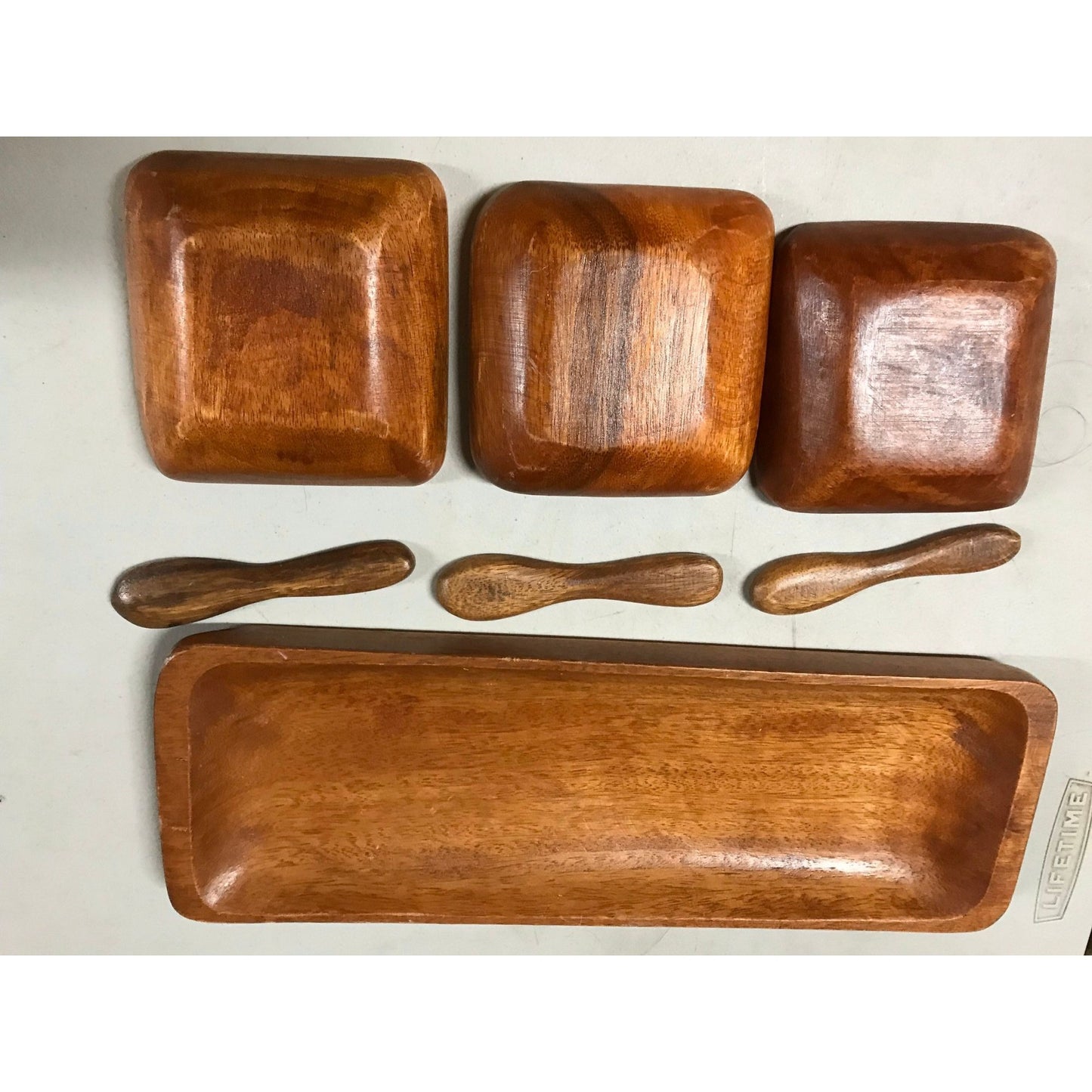 7 Piece Teak Serving Set SQ Handcrafted Quality Made in the Philippines