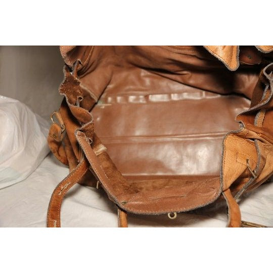 Vintage Genuine Leather Carry On Bag Luggage Handmade In Argentina Shoulder Cross Body Strap