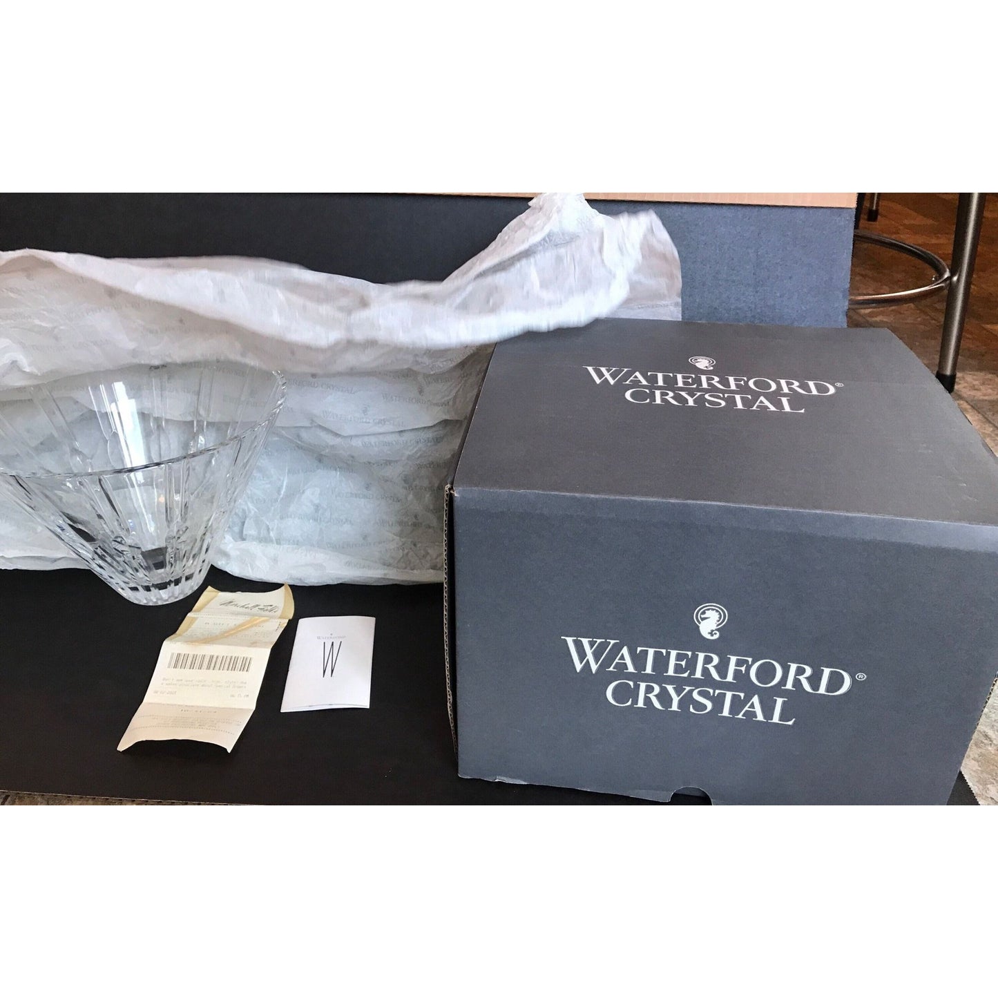 Vtg Waterford Meridian 9" Bowl NIB Discontinued 2007 Original Box Pamphlet Tissue Paper & Gift Receipt