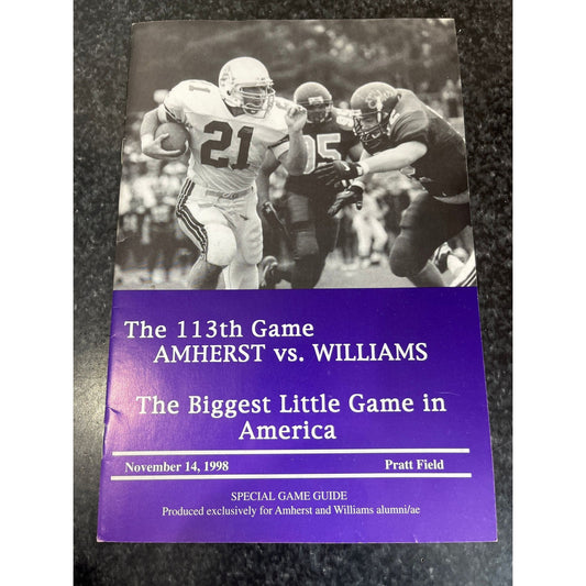 Vtg November 14, 1998 113th Game Amherst vs. Williams Football Game Guide Program Exclusive Alumni Guide