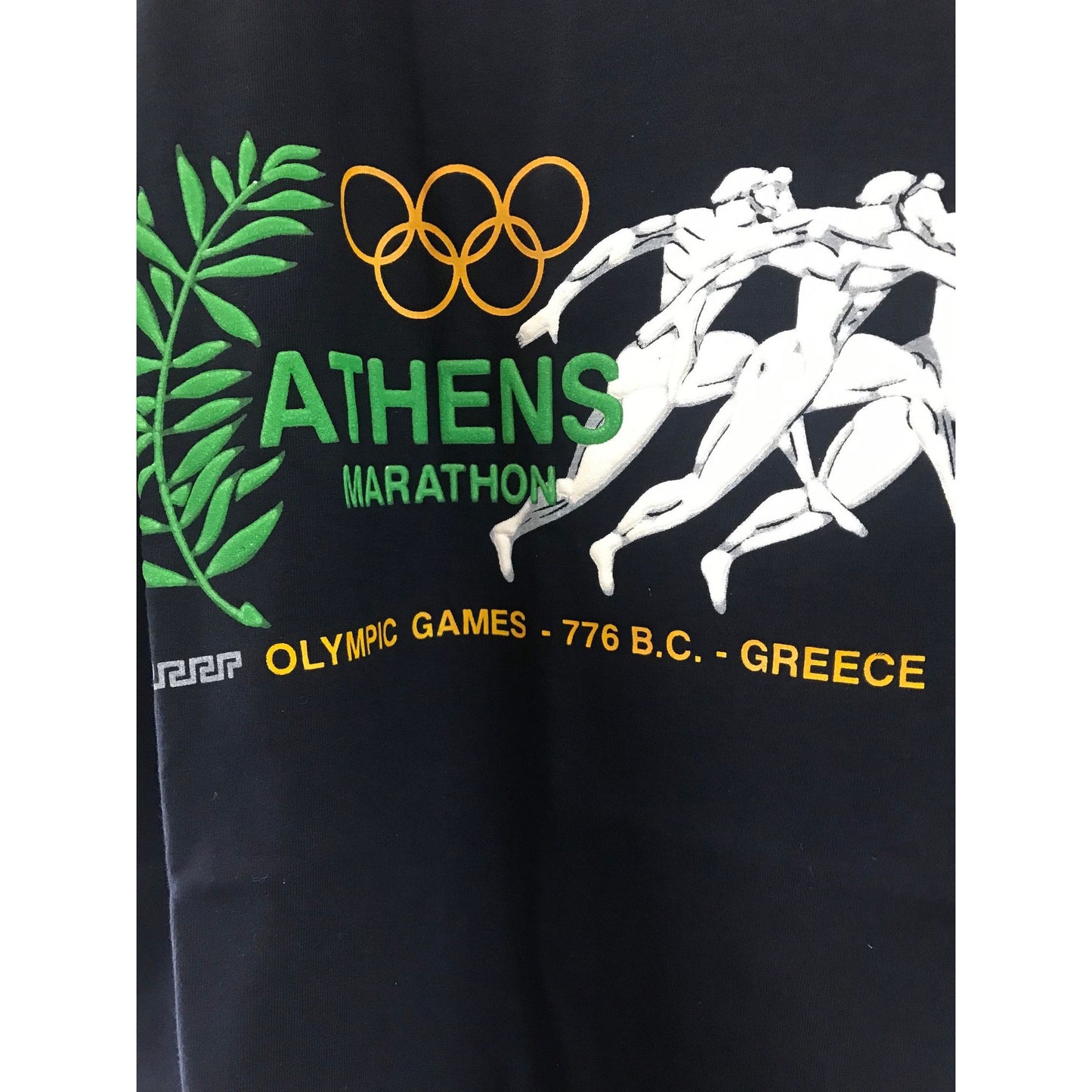 2004 Athens Olympic Games T-Shirt Athens Marathon Navy Blue Heavily Embroidered Made in Greece M NIB