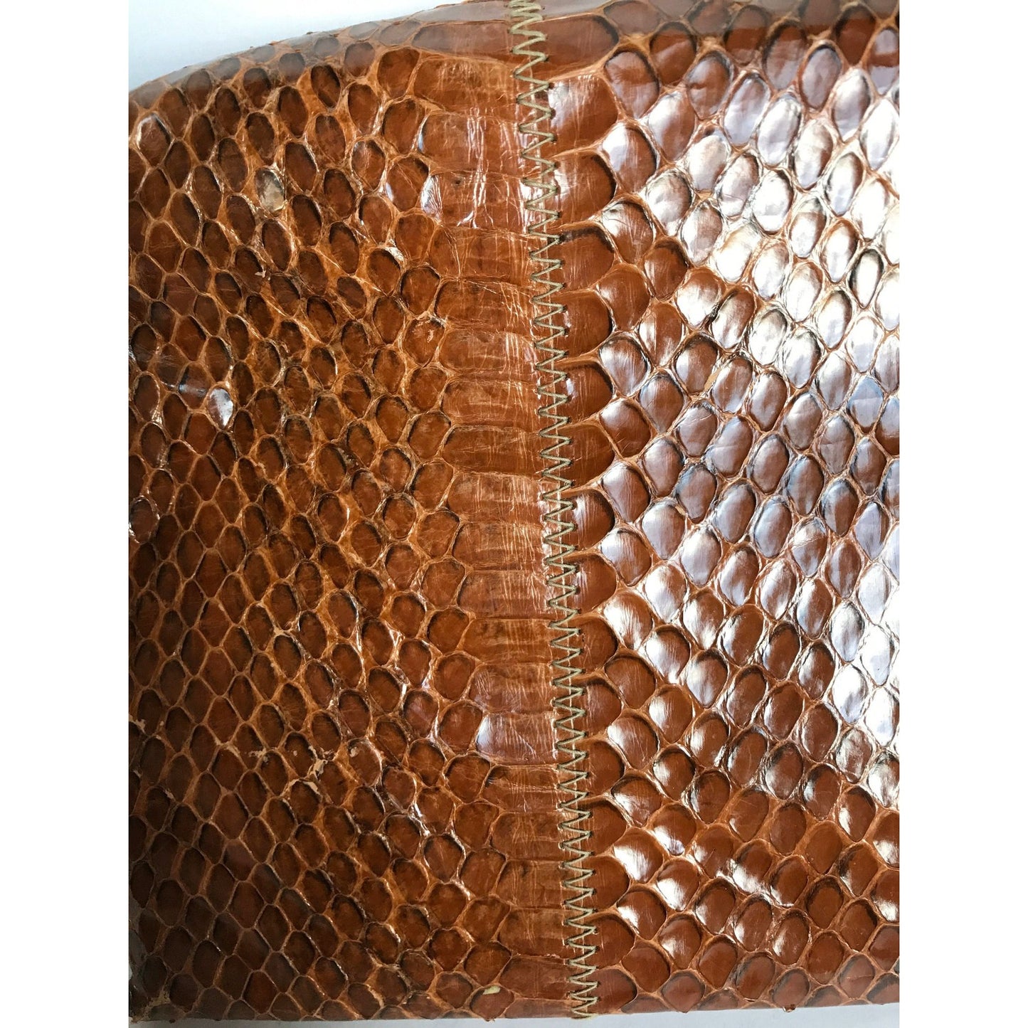 Vintage Brown Snake Skin Clutch Evening Bag 1950's Fully Lined