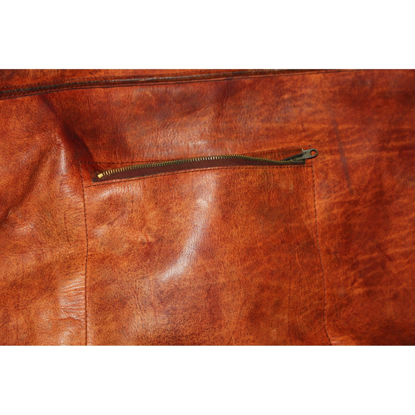 Vintage 1970's Handmade Cowhide Leather Duffle Bag Luggage Made In Argentina Shoulder Strap