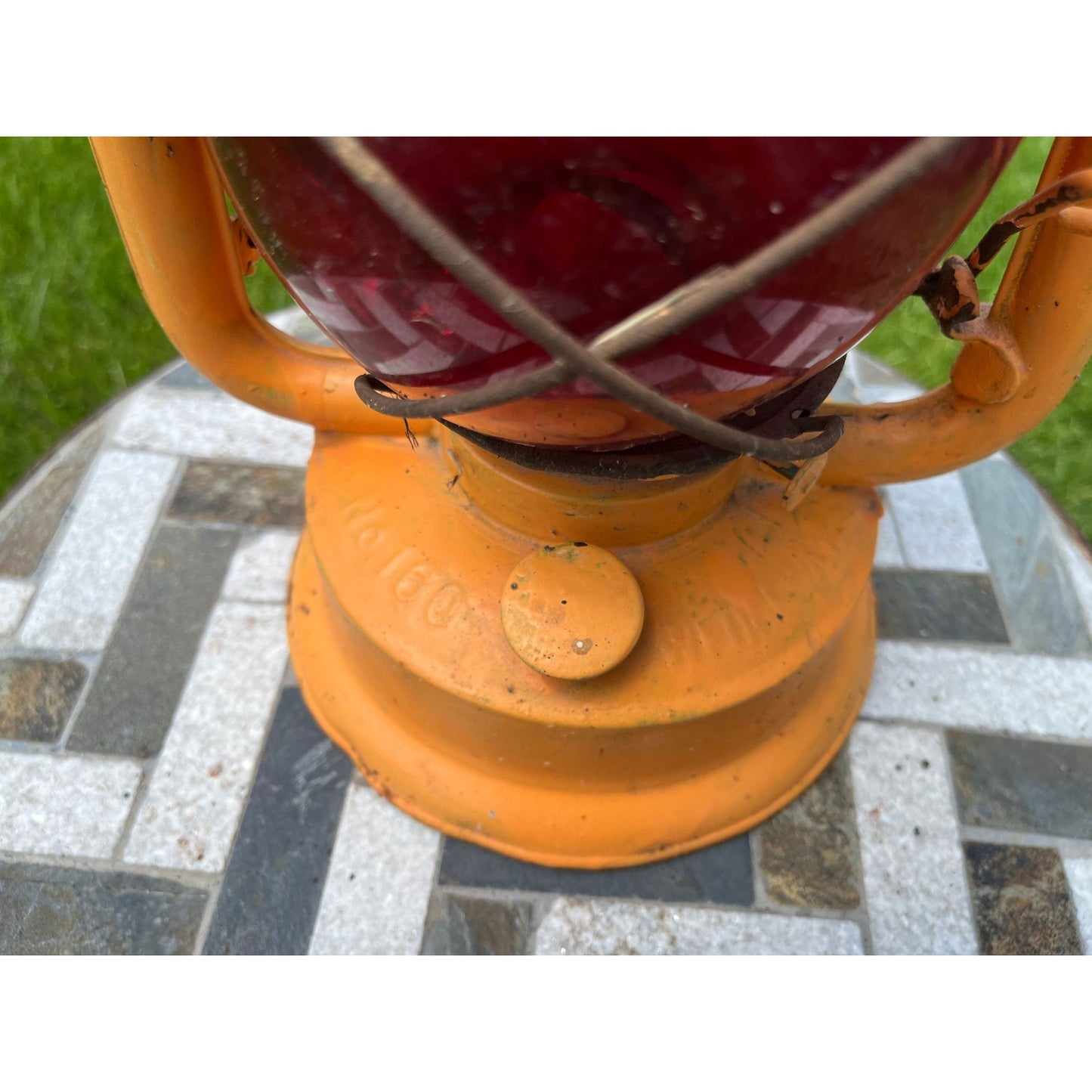 Antique Barn Warning Wedgeway Morley Bros Saginaw Michigan Red Globe Yellow Lantern Railroad No. 6160